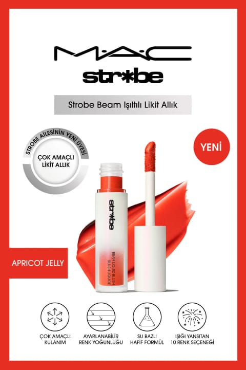 مولتی پرفپوز مایع درخشان M.A.C Strobe Beam - رنگ Apricot Jelly، ۴.۳ میلی‌لیتر