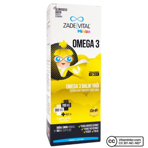 Zade Vital Miniza Omega 3 روغن ماهی 150 میلی‌لیتر