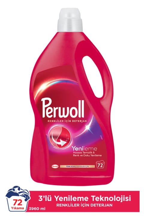 Perwoll مایع لباسشویی حساس مناسب البسه رنگی 3950 میلی‌لیتر (72 بار شستشو)
