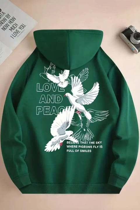 سویشرت اورسایز uyguntarz طرح Love and Peace