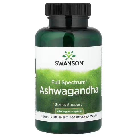 کپسول وگان Ashwagandha Full Spectrum Swanson Vitamins، ۱۰۰ عدد (۴۵۰ میلیگرم در هر کپسول)