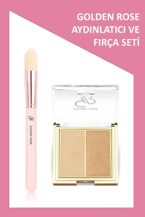 Golden Rose Nude Look براش صورت مخروطی و هایلایتر سو گلویی