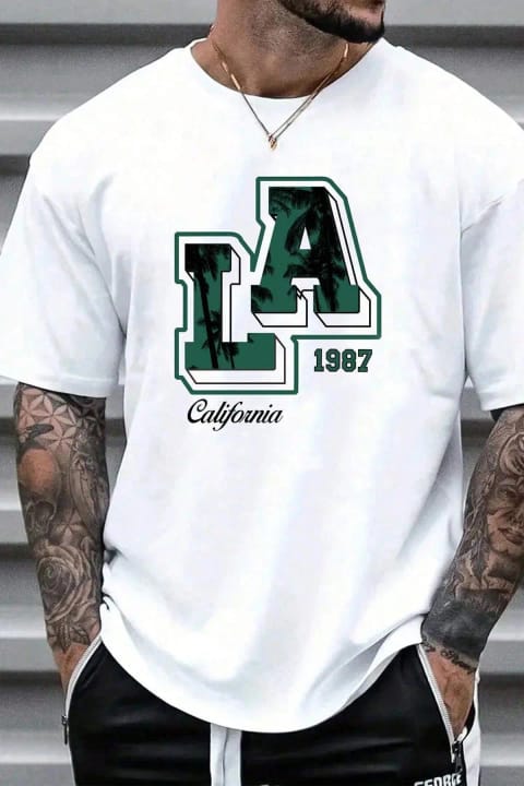تیشرت اورسایز مردانه uyguntarz طرح La California 1987