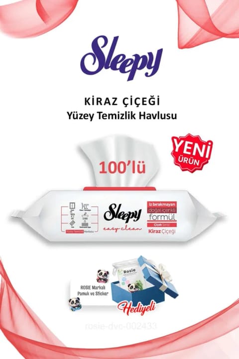 Sleepy Easy Clean دستمال مرطوب تمیزکننده ۱۰۰ عددی شکوفه گیلاس و Rosie