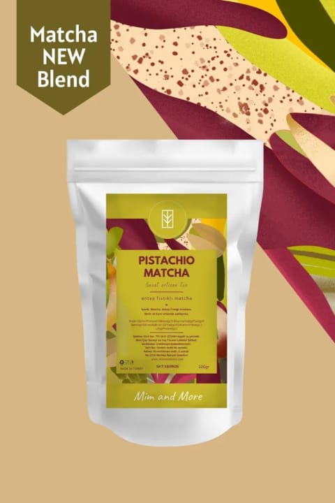 Mim and More Pistachio Matcha - ماچا با طعم پسته آنتپ، 100 گرم