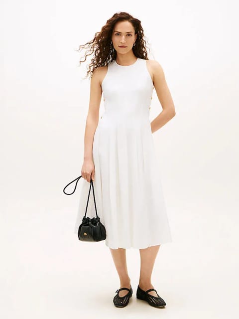 Tommy Hilfiger زنانه پیراهن کتان لینن ساعت شنی