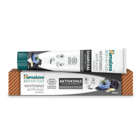 Himalaya خمیر دندان گیاهی ذغال و روغن سیاه‌دانه سفیدکننده ضد پلاک ۷۵ میلی‌لیتر