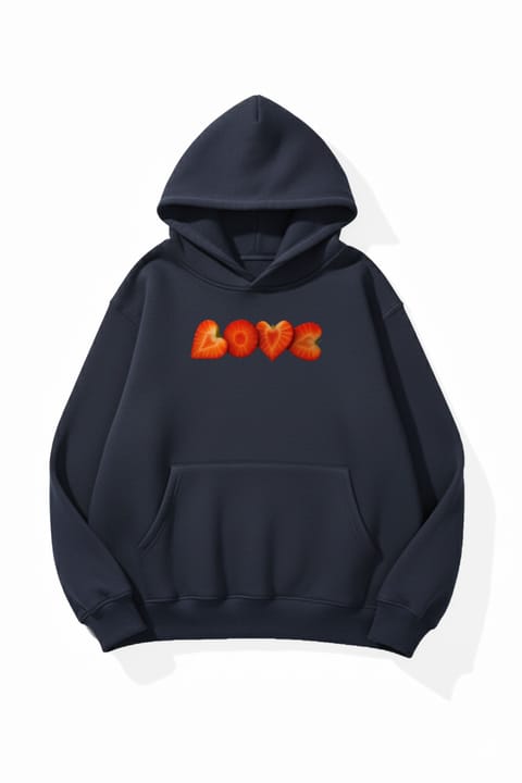 سویشرت اورسایز یونیسکس طرح توت‌فرنگی Love با بافت نرم ۳ نخ uyguntarz