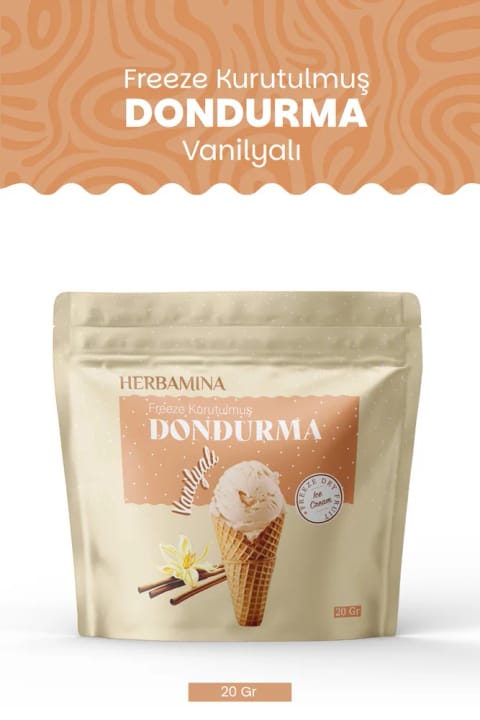 Herbamina بستنی وانیلی خشک شده به روش انجمادی - 20 گرم