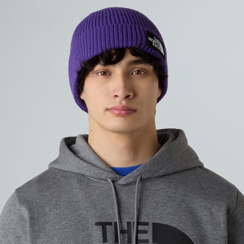 کلاه بافت The North Face مدل Logo Box Cuffed یونیسکس بنفش