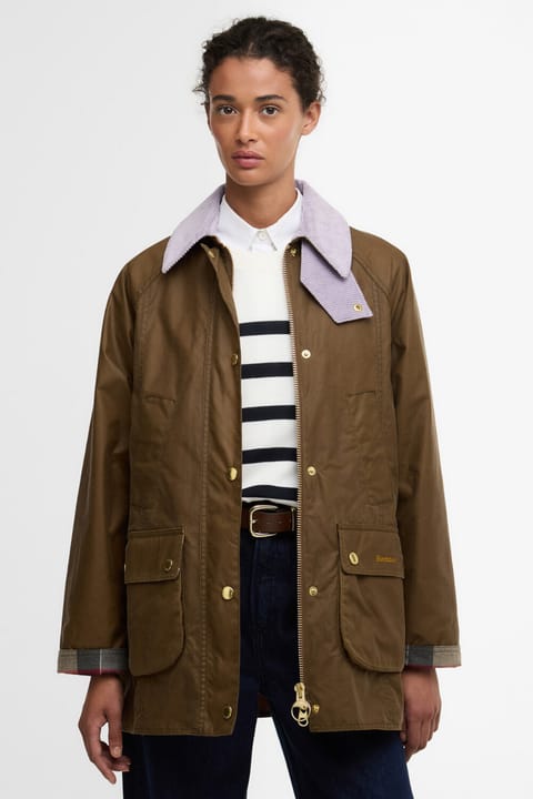کاپشن روغنی Barbour Modern Beadnell SN31 رنگ Sand/Dress/Heather Mist