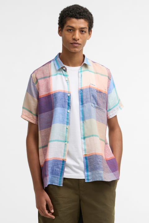 پیراهن تابستانی Barbour Bridford طرح چهارخانه BU11 آبی نعنایی