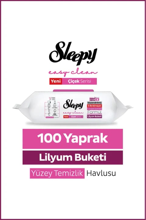 Sleepy Easy Clean دستمال تمیزکننده سطح گل سوسن 100 برگی