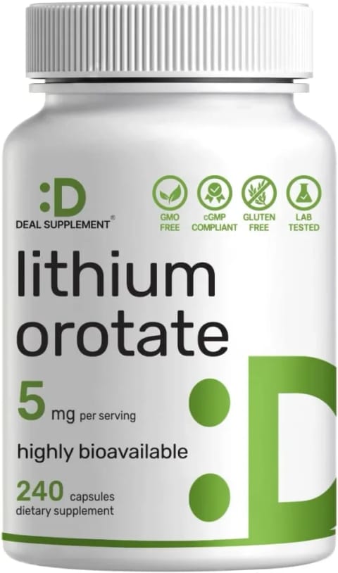 مکمل Lithium Orotate Deal Supplement، ۵ میلی‌گرم، ۲۴۰ کپسول