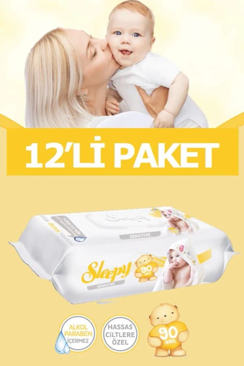 Sleepy Sensitive دستمال مرطوب کودک ۹۰ عددی (بسته ۱۲ عددی)