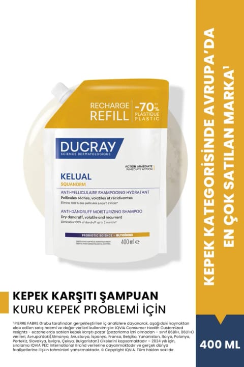 شامپو ضدشوره موهای خشک Ducray Kelual Squanorm Refill 400 ml