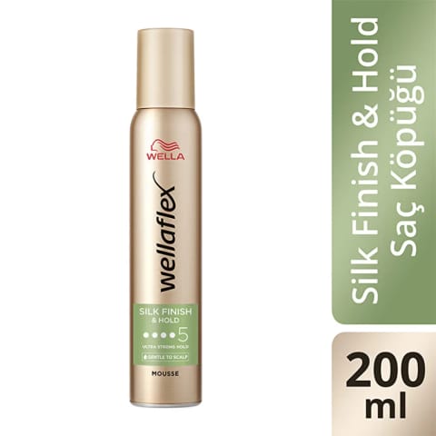 Wella Wellaflex Silk Finish & Hold موس موی ابریشمی و تثبیتکننده با تثبیت فوقالعاده قوی ۲۰۰ میلیلیتر - تثبیت ۵/۵