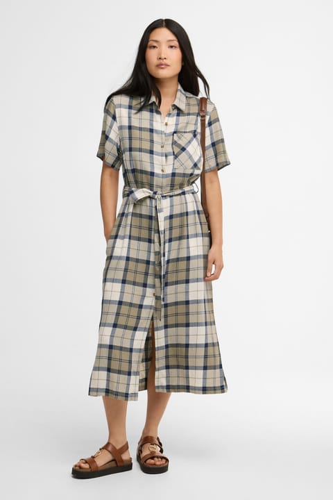 پیراهن میدی Barbour Fern NY51 طرح Navy Tartan