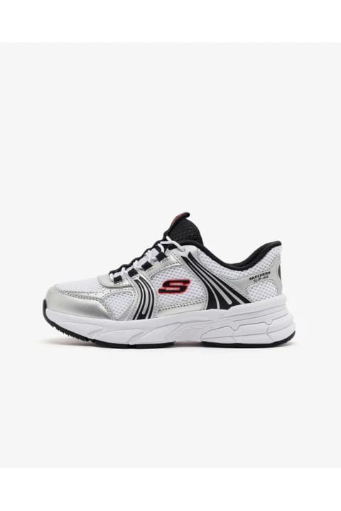 SKECHERS RETRO-GRAPH پسرانه بزرگ نقرهای/سفید کتانی اسپرت 404204L SLW