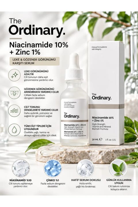 سرم The Ordinary Niacinamide 10% + Zinc 1% حجم 30 ml – کاهش لک و ظاهر منافذ