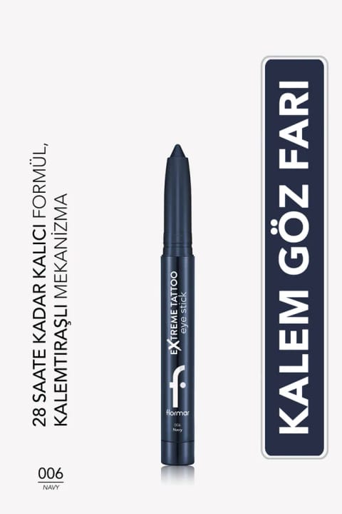 Flormar Extreme Tattoo ژل خط چشم و سایه مات/براق با تراش و مکانیزم چرخشی — 006 Navy