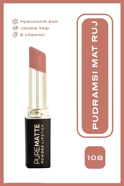 Golden Rose Pure Matte Powder Lipstick No:108 - رژ لب مات پودری