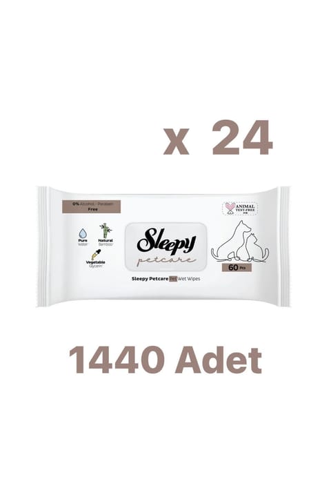 Sleepy Petcare دستمال مرطوب تمیزکننده حیوانات خانگی 60×24 بسته (1 کارتن)