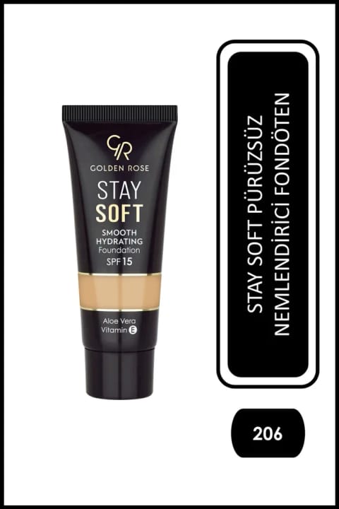 Golden Rose Stay Soft Smooth Hydrating Foundation شماره 206 - فونداسیون مرطوب‌کننده