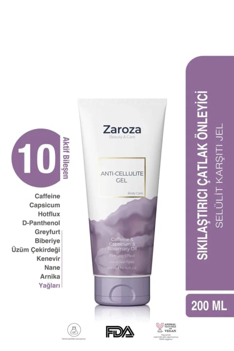 ZAROZA ژل ضد سلولیت، مرطوبکننده و سفتکننده (گریپفروت و رزماری...)