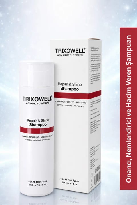 Trixowell شامپو ترمیم و درخشش پیشرفته حاوی کافئین، Keratin و Panthenol