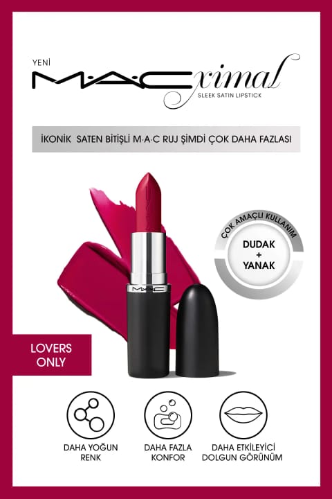 رژ لب ساتن MACximal Sleek Satin M.A.C - رنگ Lovers Only 3.5g