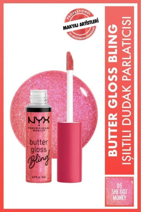 NYX Professional Makeup Butter Gloss Bling براقکننده لب - 05 Sh...