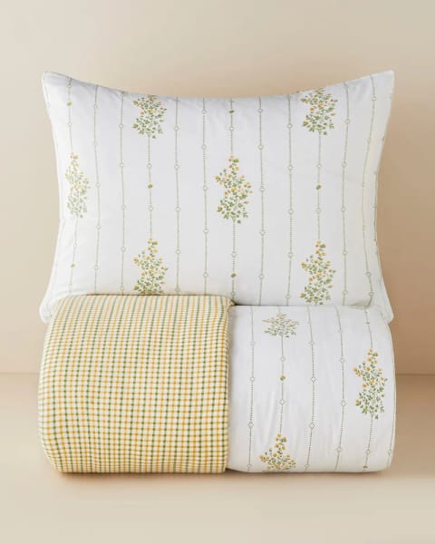 ست روکش لحاف یک نفره پنبه‌ای Delicate Bloss 160x220 سانتی‌متر زرد-سبز