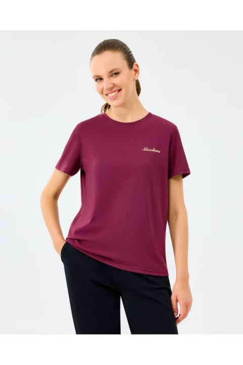 SKECHERS زنانه تیشرت پارچه سبک شرابی S2520239-3877