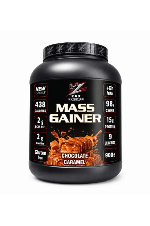zax nutrition Mass Gainer کمک به افزایش وزن کارامل شکلاتی 900 گرم