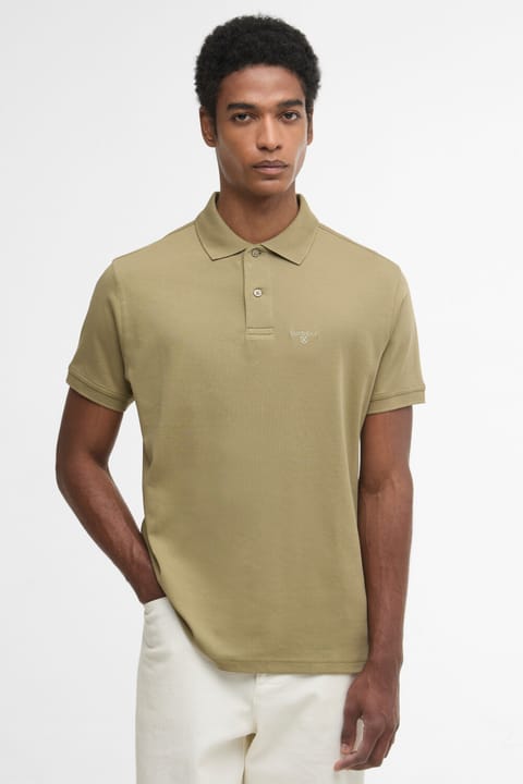 پولو یقه Barbour مدل Hylton Interlock Tailored Fit رنگ OL31 Bleached Olive