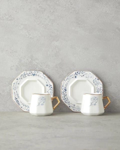 ست فنجان قهوه ۱۲ پارچه ۶ نفره Dreampetal New Bone China ۸۰ میلی‌لیتر آبی