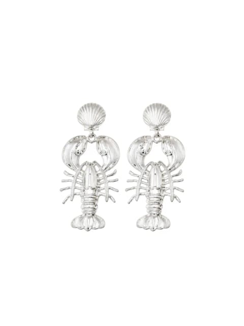 گوشواره استیتمنت فیگور خرچنگ با جزئیات صدف دریایی - Silver