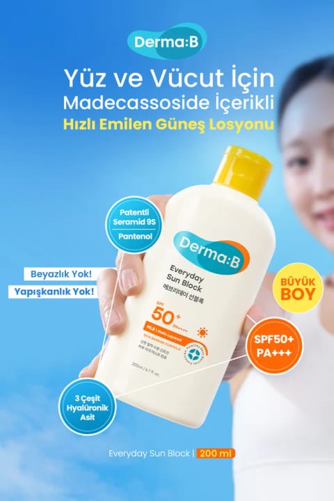 کرم ضد آفتاب Derma B صورت و بدن با جذب سریع و مرطوب‌کننده