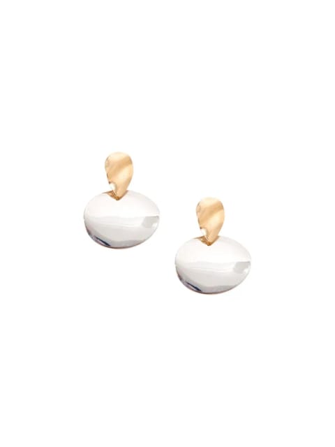 گوشواره دو رنگ فرم بیضی - Silver/Gold