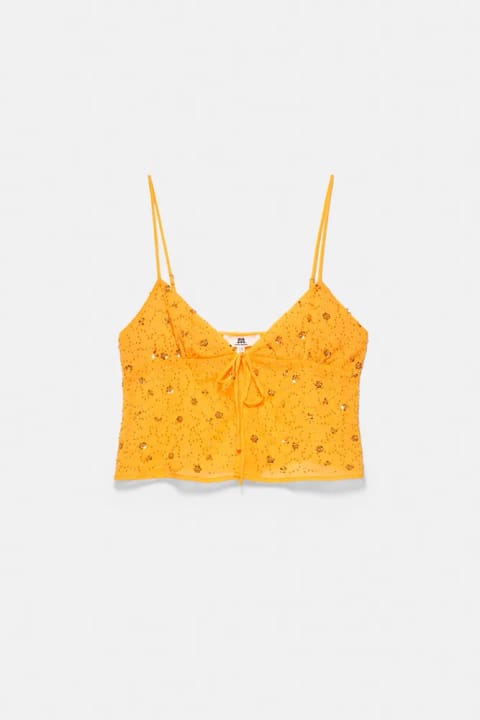 Pull&Bear بالاتکه نارنجی پولکی بند دار