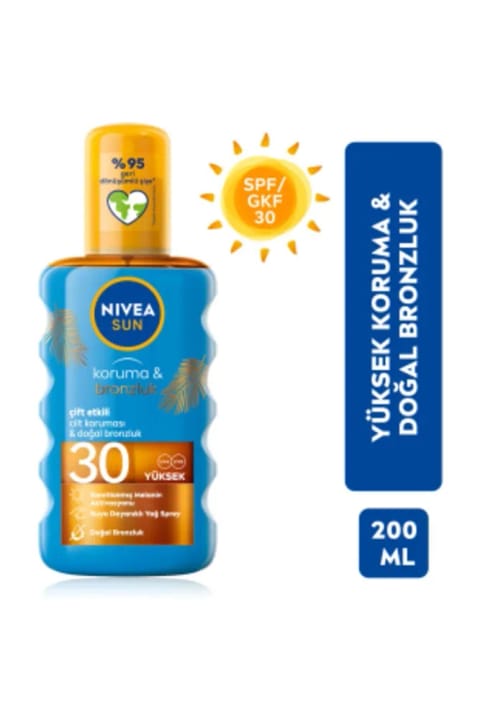 نیوآ سان اسپری روغن برنزهکننده و محافظتکننده SPF30 حجم ۲۰۰ میلیلیتر