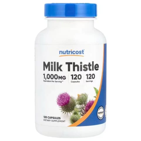 Nutricost Vegan Milk Thistle 4:1 عصاره ۱,۰۰۰ میلی‌گرم ۱۲۰ کپسول