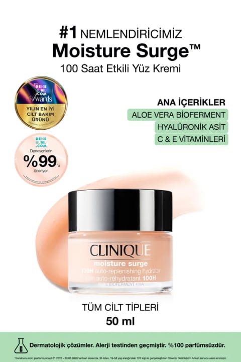 کرم مرطوب‌کننده صورت Clinique Moisture Surge™ با اثر ۱۰۰ ساعته ۵۰ml | Aloe V...
