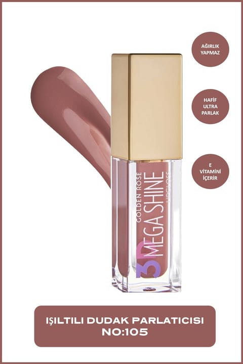 Golden Rose 3D Mega Shine Lipgloss - 105 - براق کننده لب