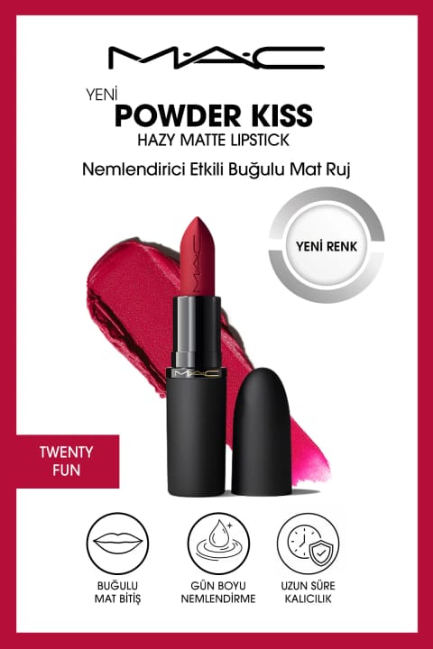 رژ لب مات مخملی M.A.C Powder Kiss Hazy Matte Lipstick آبرسان - Tw...