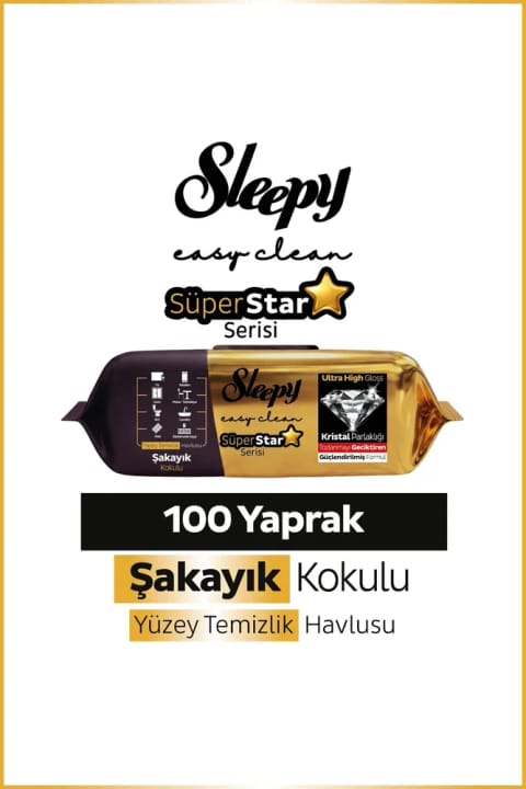 دستمال حوله‌ای تمیزکننده سطوح Sleepy Easy Clean SüperStar گل صدتومانی ۱۰۰ برگ
