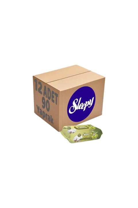 Sleepy دستمال مرطوب 90 برگی پنبه و روغن زیتون 12 عددی