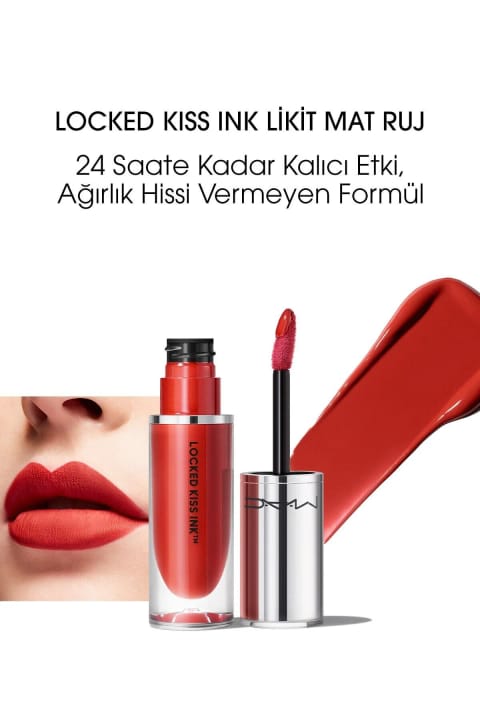 رژ لب مایع مات ۲۴ ساعته M.A.C Locked Kiss Ink - رنگ Vicious - ۴ml - 773602646050..Mac_