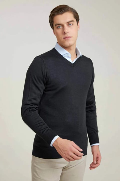 D'S Damat Regular Fit مشکی بافت ساده